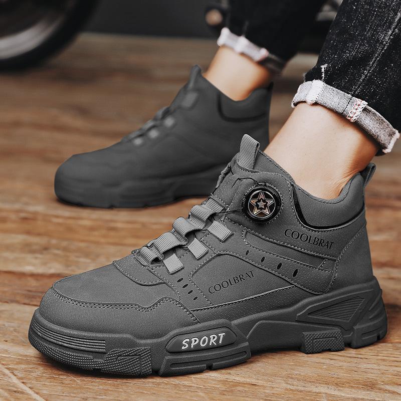 Men's High Top Platform Casual Boots Swivel Button Outdoor Cargo Men's Booties Motorcycle Ankle Boots Sneakers for Men 2025