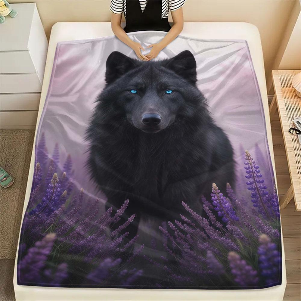 1Pc Lavenderanimals Print Flannel Blanket, High Quality Comfortable for All Seasons, Home Decor, Warmth and Comfort, Perfect for Christmas Gifts