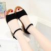 Women's Shoes 2018 Summer Korean Version Fashion Fish Mouth Shoes Sandals Low Heel One Word Belt Women's Shoes