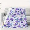 Purple Floral Pattern Throw Blanket Elegant Watercolor Design for Living Room Decor Gift for Her HomeDecor