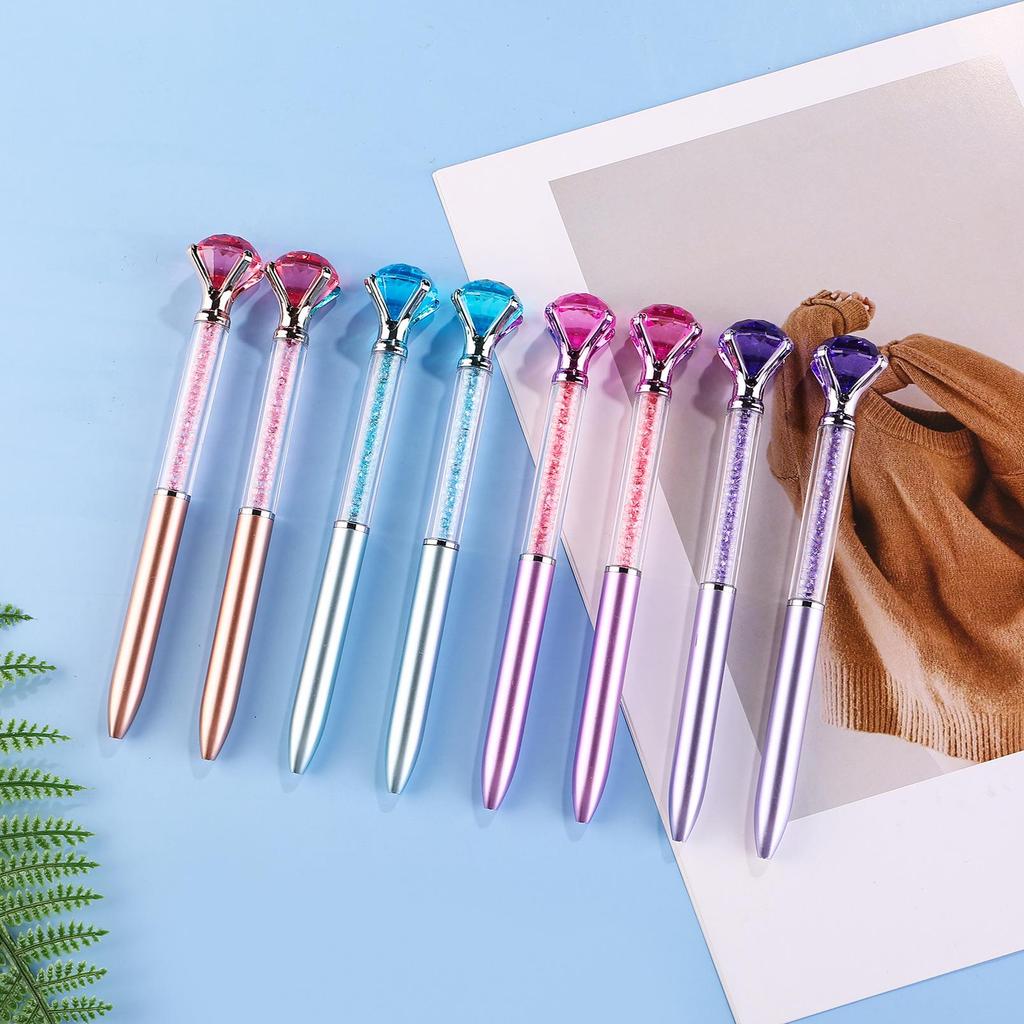 Imitation Metal Crystal Gem Glitter Pen with Large Diamond Bead