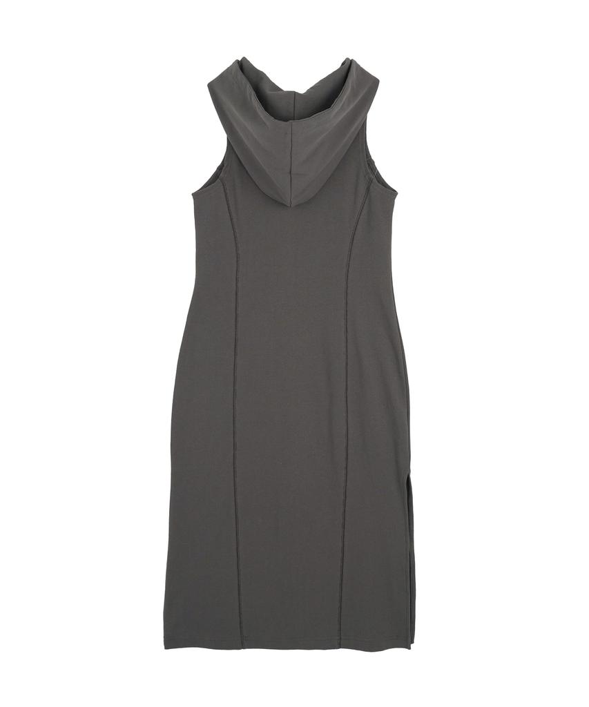 HIGH SCHOOL DISCO Half-Zip Hooded Long Dress Gray