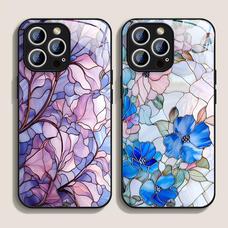 Blumenmarmor-Textur Gehärtetes Glas Handyhülle für IPhone 16 Pro Max 16e 15 14 13 12 Mini 11 X XS XR 7 8 14 Plus Abstrakte Hülle