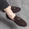FashionFashionable Classic Suede and Frosted Leather Bean Shoes for Men's Brand New Men's Round Tassels Comfortable Small Leather Shoes