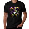 Mardi Gras Graffiti Jester TShirt Basic Crew Neck Short Sleeve Top