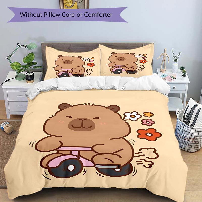 3pcs Teddy Bear Bedding Set - 1 Duvet Cover + 2 Pillowcases(Core Not Included), Machine Washable Polyester Yy251216117