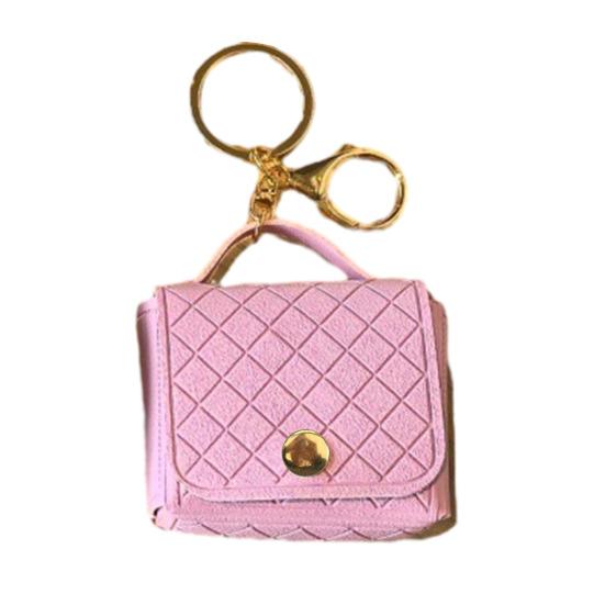 Portachiavi Pendente in Ecopelle Romboidale Mini Borsa Portachiavi con Fibbia a Doppio Uso Accessori Zaino