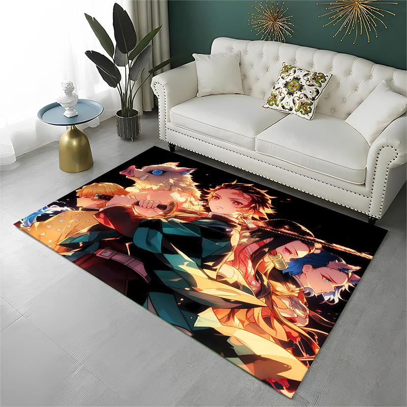 Anime-Teppich mit Demon Slayer-Motiv: Kamado Nezuko und Tanjirou. Ideal für Spielzimmer, Schlafzimmer, Wohnzimmer, Sofa und Zuhause. Rutschfeste Bodenmatte für Kinder.