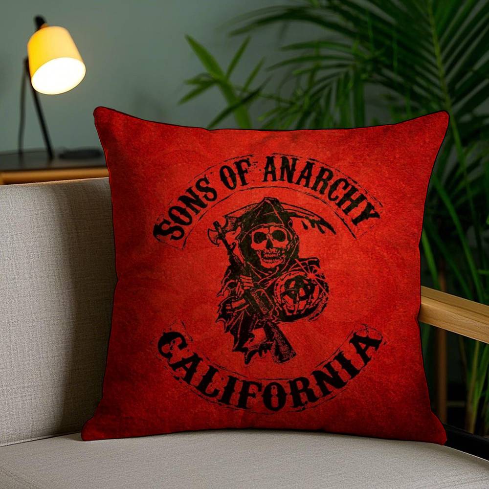 S-Sons of A-Anarchy Pillow Case Home Dorm Chair Back Short Plush Double-sided Printing Office Nap Time Cushion Cover