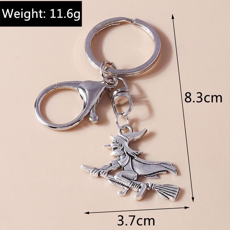 Fashion Stainless Halloween Keychain Charms Witch Key Rings for Men Women Handbag Pendants DIY Handmade Holloween Jewelry Gifts