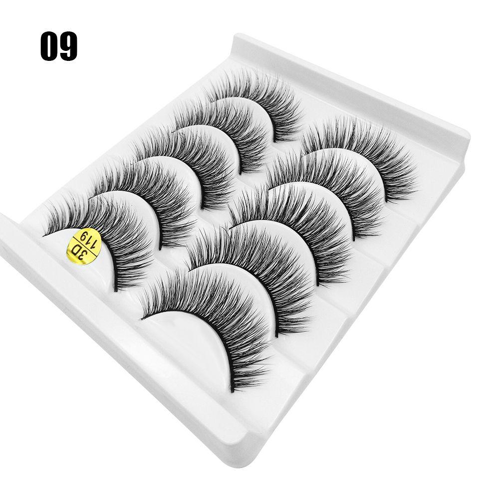 5 Pairs Woman Natural  Fluffy Eye Lash Extension False Eyelashes 3D Faux Mink Hair Crisscross