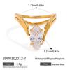 Youthway White Zircon Setting Metal Geometric Ring Stainless Steel Fashion Finger Jewelry Waterproof Minimalist Adjustable Ring