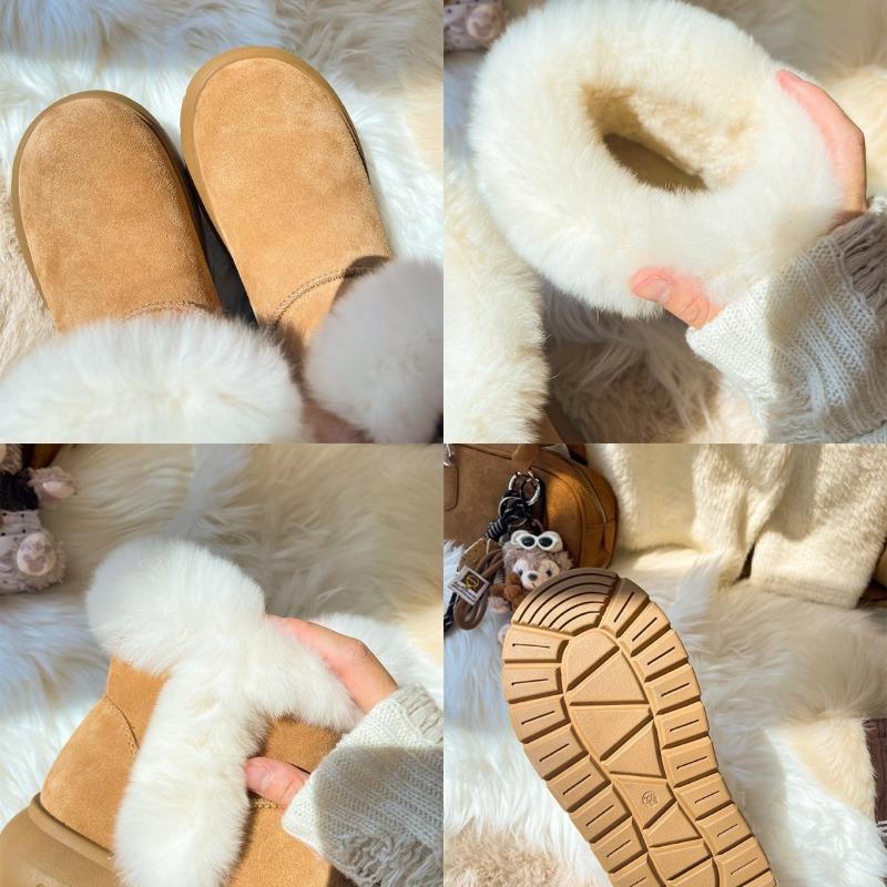 New round head thick sole heightening cotton shoes warm and piled thickened rabbit Mao Mao Sangpo snow boots women's winter