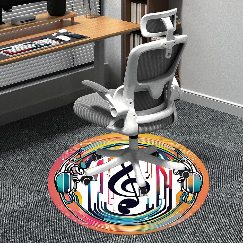 1 Stück Musik-Kopfhörer Büro Runder Teppich, Rutschfest, Weich und Langlebig Büroteppich für Innendekoration, Perfekt für Büro, Dekoration yy260204042