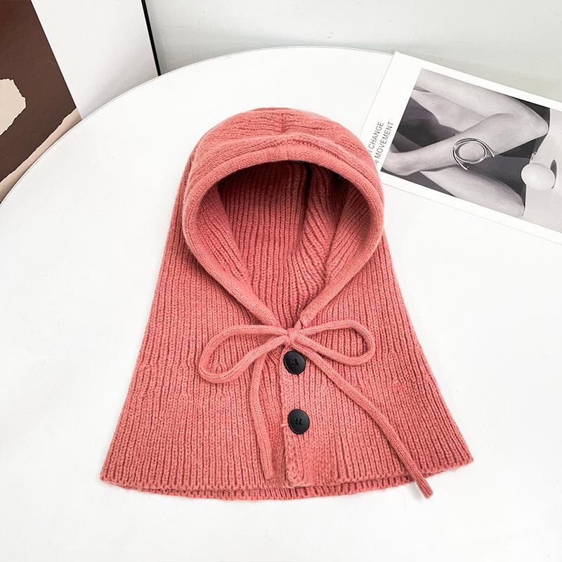 1pc Women Drawstring Balaclava Hat,Face Neck Warm Knit Ski Mask Cover Outdoor Warmer Cowl Hood for Winter Halloween,Christmas