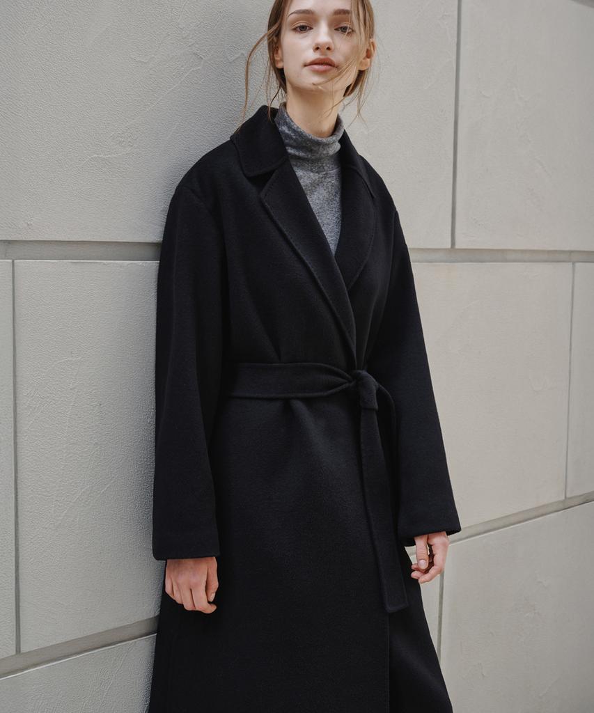 Maloupe 6510 Cashmere Long Coat (Black)