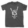 Skull Devil Sign T Shirt Thrash Metal Rock Band Guitar Patch Sticker Poster Tee