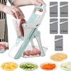 Fatiador Mandoline Durável de ABS e Aço Inoxidável, Picador de Legumes Multifuncional Seguro com Cabo Ergonômico para Preparo Confortável de Refeições, Antiderrapante