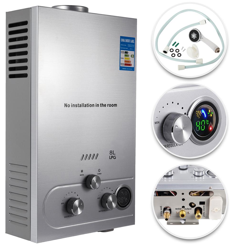 SIHAO 6L 8L 10L 12L 16L 18L Flüssiggas Tragbarer Durchlauferhitzer Propan Gas Flüssiggas Wandmontierter Durchlauferhitzer Digitalanzeige