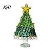 Holiday Desktop Decorations Hand Blown Glass Christmas Tree Figurine, Mini Tabletop Small Gifts Xmas Ornament, Handmade Decoration Handcrafted Art