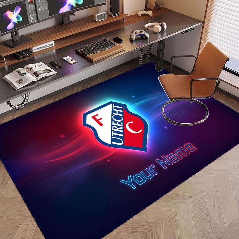 Custom Rug FC Utrecht Pattern Print Name Text Soft Non‑Slip Floor Carpet for Home Indoor Decoration