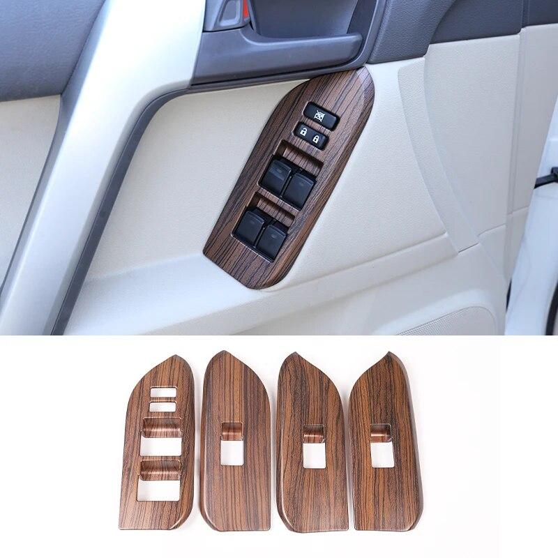 Car Window Glass Lift Switch Button Control Panel Frame Cover Trim For Toyota Land Cruiser Prado FJ150 150 2014-2018 Accessories