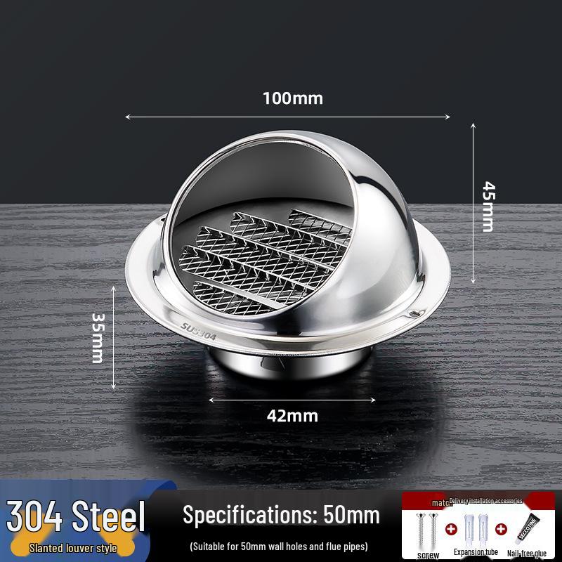 304 Stainless Steel Exterior Wall Windproof Ventilation Cap 201, Rainproof Exhaust Cover