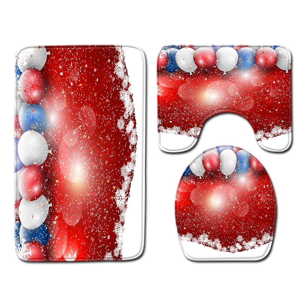 Christmas Bathroom Floor Mat Toilet Three-Piece Set