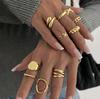 10Pcs/Set Geometric Metal Rings Set for Women Girls Punk Gold Silver Open Rings Minimalism Niche Finger Jewelry