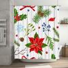 TU Christmas Shower Curtain Festive Holiday Decor Farmhouse Bathroom Fabric Backdrop Winter Themed Xmas Pattern Home Decor