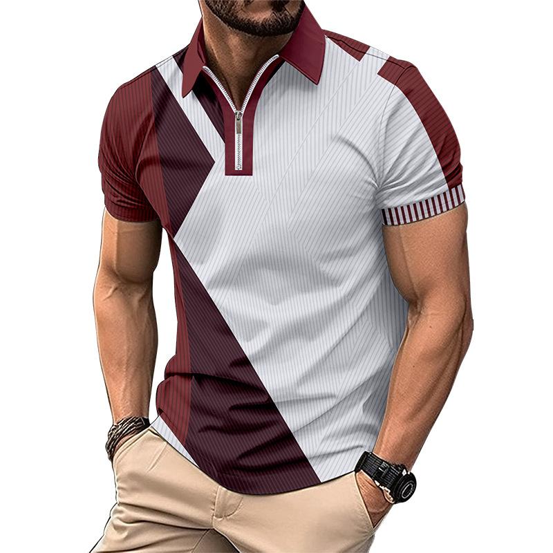 Neue männer revers mode Schlank farbe blockieren männer T-shirt POLO hemd tops