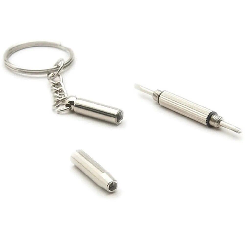 Multifunctional Mini Screwdriver 3in1 Slotted Cross Hex Screw Driver Glasses Phone Watch Screw Repair Keyring Tool