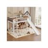 Raised Bed - MUVOE - 90x200cm - White + Walnut - Straight Ladder - Slide