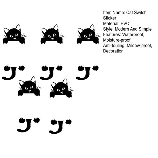 5 Stück Süße Katze Lichtschalter Aufkleber Kleine Schwarze Katze Tier Schalter Aufkleber Abnehmbar DIY Wandkunst Wandbild für Baby Kinderzimmer