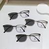 Unisex Business Metal Frame Photochromic Myopia Glasses Blue Light Blocking Diopter 0 To -4.0 Near Sight Eyeglasses