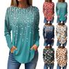 Women's Loose Round Neck Print Long Sleeve T-Shirt Top Pullover