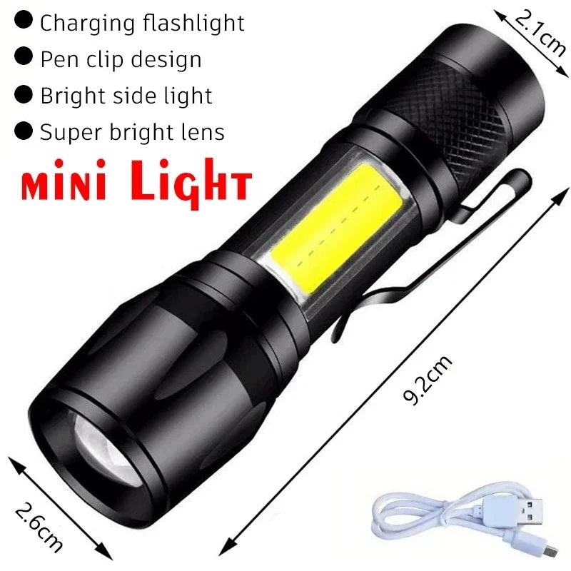 High Power LED Flashlight Type-C Rechargeable Torch 3 Modes Zoom Light Outdoor Waterproof Lantern for Emergencies Camping Hiking