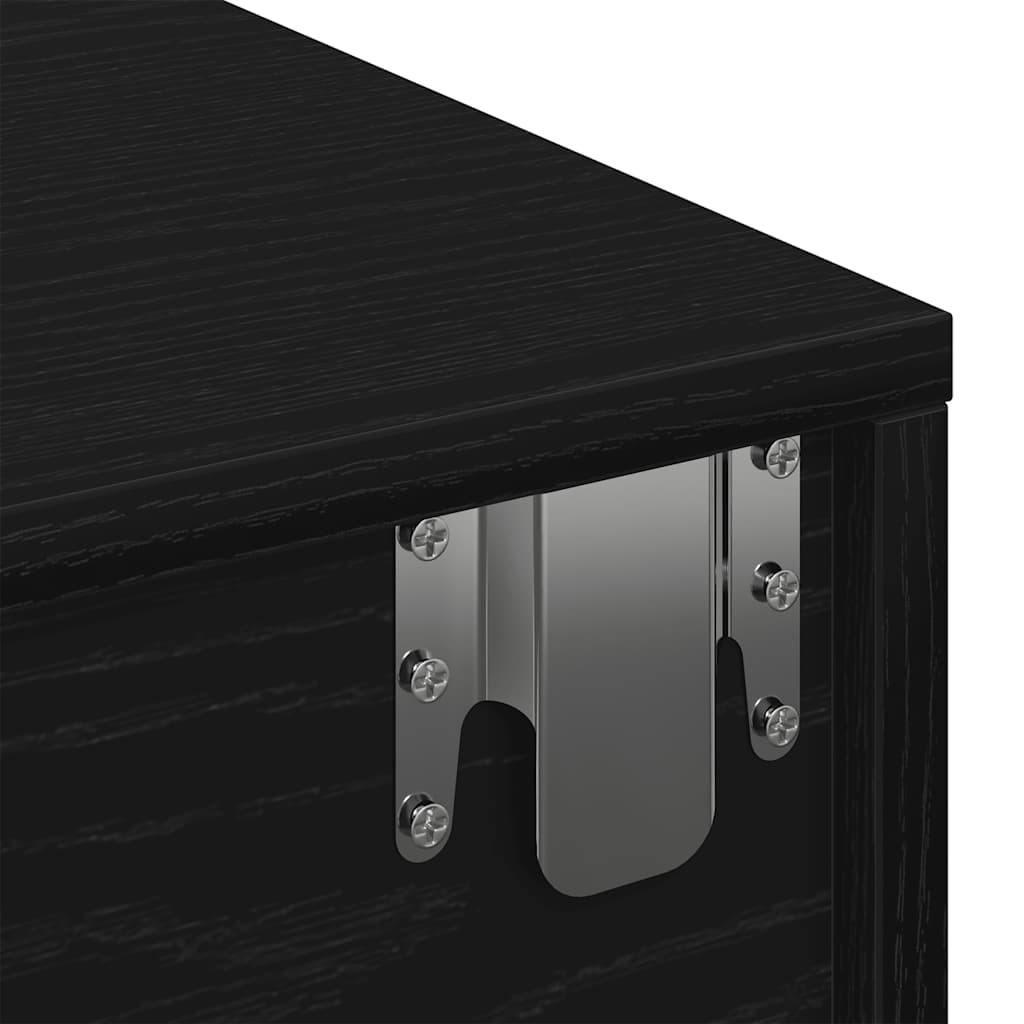 Wall Mounted Shelf with Drawers Black 100 X 36 X 19 Cm Engineered Wood