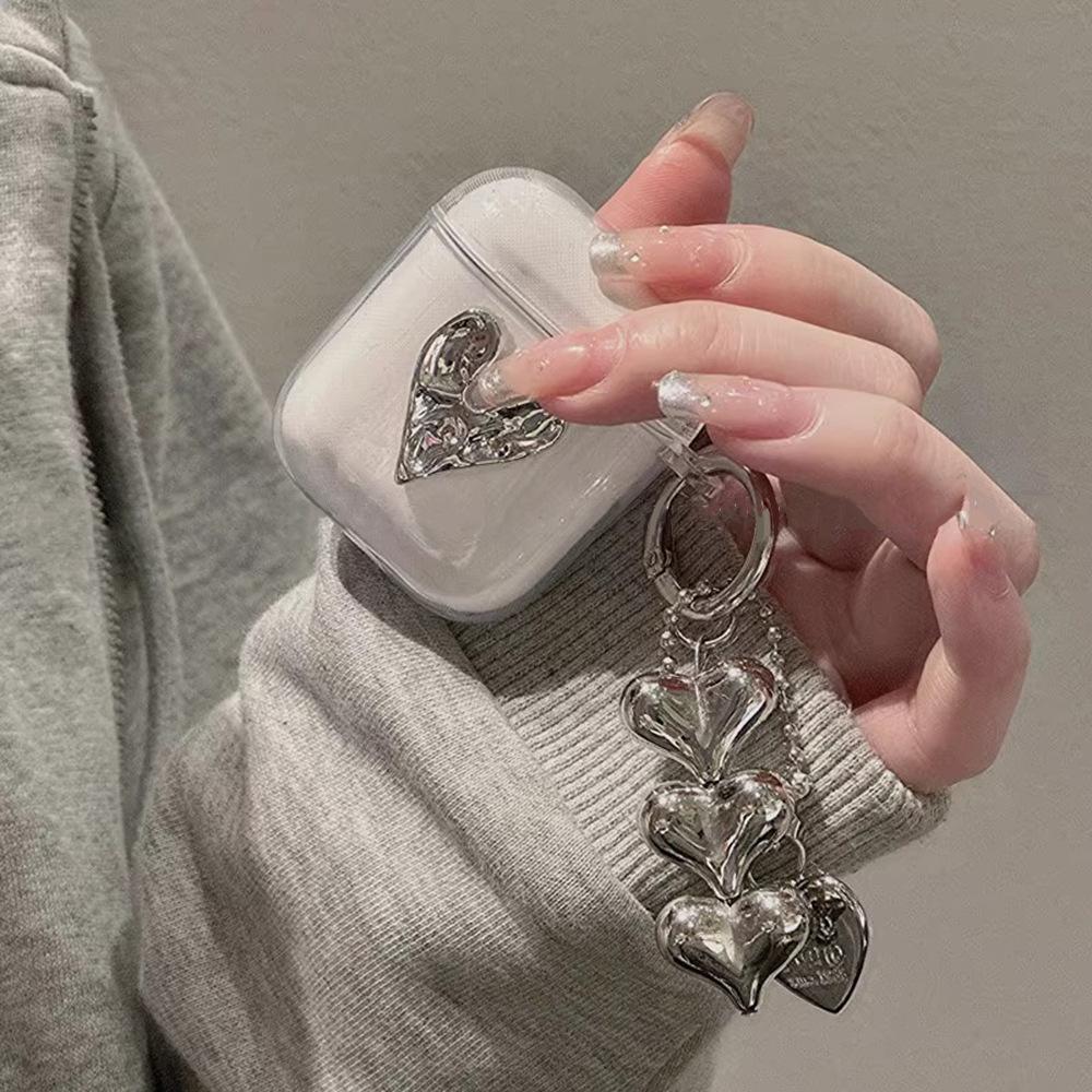 Three-dimensional Electroplating Love Pendant AirPods1/1/1/1 Generation Apple Earphone Cover Pro/pro1 Bluetooth Earphone Case