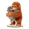 Cute Monkey Table Sign 2D Baby Monkey Holding Plush Toy Wooden Desktop Ornaments for Home Office Decor Heartwarming Gifts for Friends