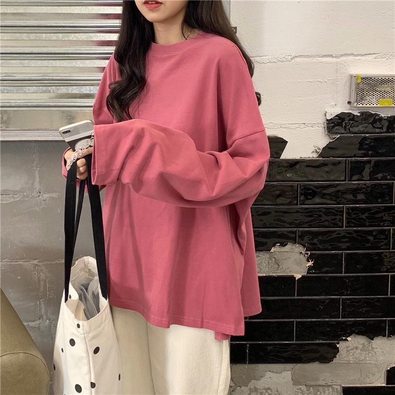 2024 Autumn Women's Korean Style Colorblock Long Sleeve Loose Top