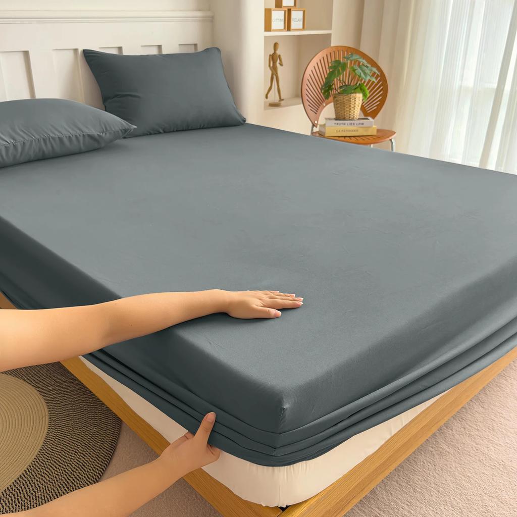 Cotton Fitted Bed Sheet With Elastic Band Mattress Covers Protector For Single Double King Bed 150/160/180x200 Custom Sizes