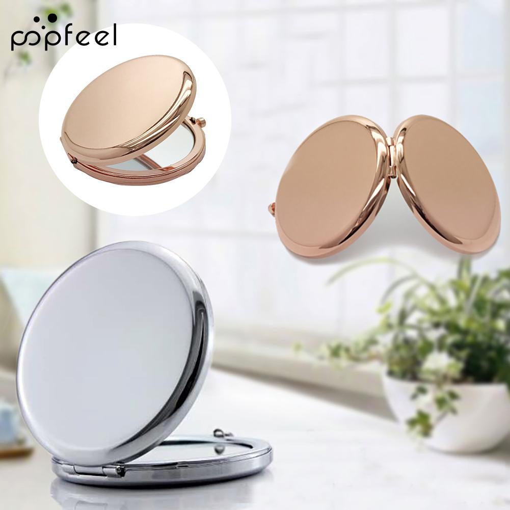 Popfeel Double-Side Pop-Up Metal Round Pocket Makeup Mirror