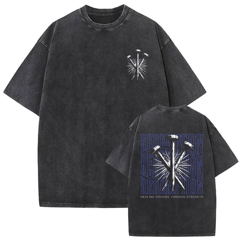 T-shirt Vintage Lavata Religiosa Cristiana Gesù è Re Uomo Donna Gotica Hip Hop T-shirt Oversize Cotone di Alta Qualità