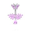 Stainless Steel Zircon Inlaid Navel Ring Body Piercing Jewelry