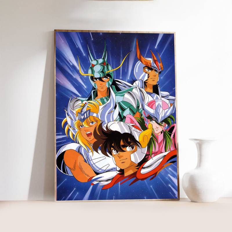 1 pièce Classique anime S-Saint S-seiya Affiche Auto-adhésive Art Papier Imperméable Autocollant Décor Mural Maison de Café Bar Chambre