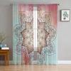 Jungen Mädchen Tüllvorhänge Mandala Vintage Blume Transparent Hängender Gazevorhang für Schlafzimmer Wohnzimmer Küche