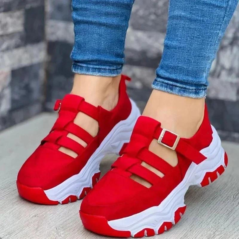 Damsneaker Höst Casual Andningsbar Mocka Läder Plattform Sportskor Mode Löpning Promenad Snörning Damskor Sneakers