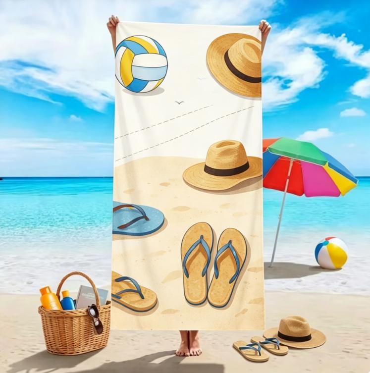 Coastal Cruise Duck Beach Towel, Microfiber Sand Free Quick Dry, Nautical Tropical Print, Soft Absorbent for Summer & Vacation
