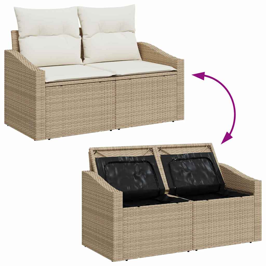 Garden Sofa Set with Cushions 6 Pcs Beige and White Poly Rattan